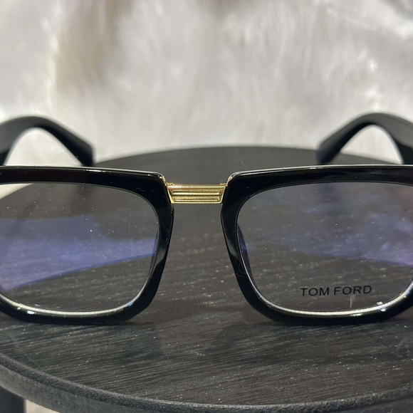 Designer Black and Gold Square Glasses
